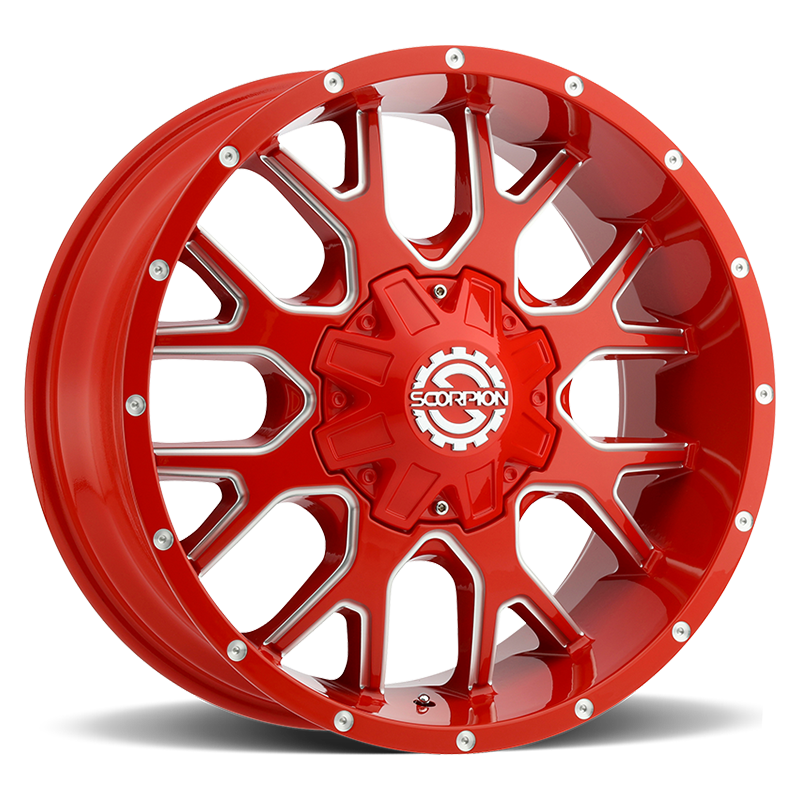 Scorpion SC19 Wheels 8lugs Neon Red Milled